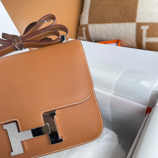 Hermes Gold Constance 24 Epsom bag with Palladium Hardwares