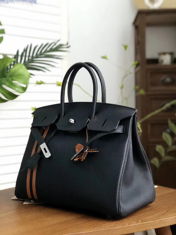 HERMÈS  LIMITED EDITION OFFICIER BIRKIN 35 BLACK TOGO HANDBAG