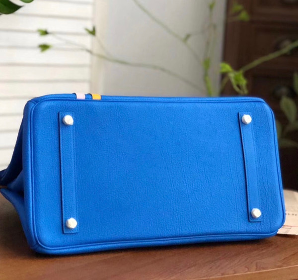 HERMÈS  LIMITED EDITION OFFICIER BIRKIN 35 BLUE ELECTRIC TOGO HANDBAG
