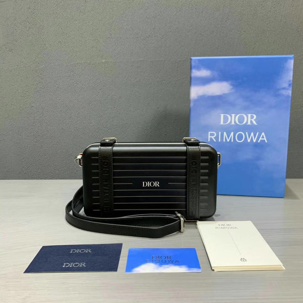 Christian Dior BLACK DIOR AND RIMOWA PERSONAL CLUTCH IN ALUMINUM AND GRAINED CALFSKIN
