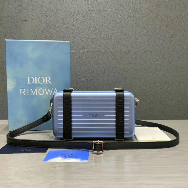 Christian Dior Blue DIOR AND RIMOWA PERSONAL CLUTCH IN ALUMINUM AND GRAINED CALFSKIN