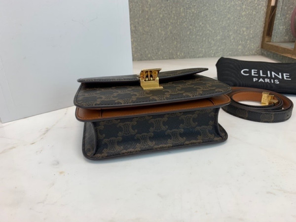 Celine MEDIUM TRIOMPHE BAG IN TRIOMPHE CANVAS AND CALFSKIN