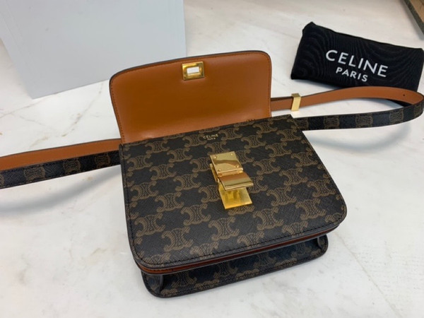 Celine MEDIUM TRIOMPHE BAG IN TRIOMPHE CANVAS AND CALFSKIN