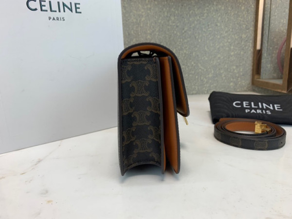 Celine MEDIUM TRIOMPHE BAG IN TRIOMPHE CANVAS AND CALFSKIN