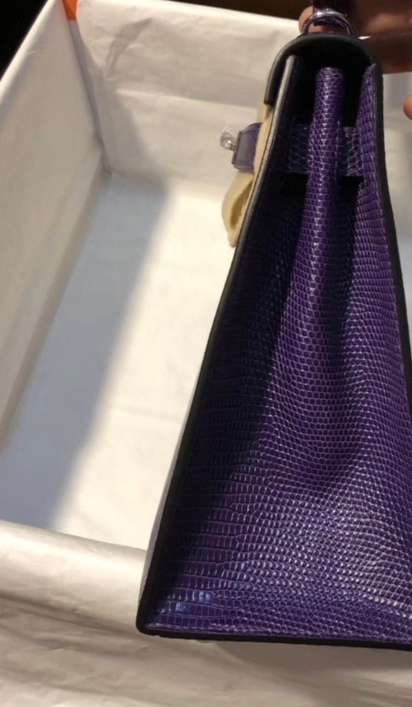 Hermes 9W Ultraviolet Lizard Kelly 28 Bag Palladium Hardware