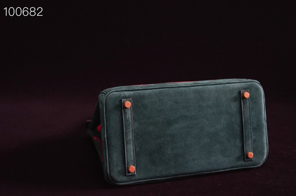 HERMES LIMITED EDITION SUEDE BIRKIN 30 BAG RARE DOBLIS GREEN PALLADIUM HARDWARE