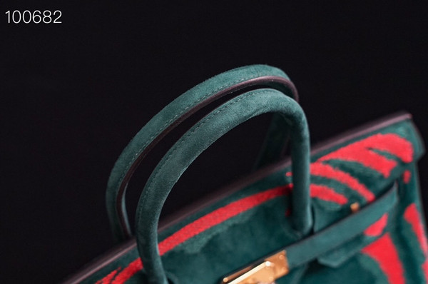 HERMES LIMITED EDITION SUEDE BIRKIN 30 BAG RARE DOBLIS GREEN PALLADIUM HARDWARE