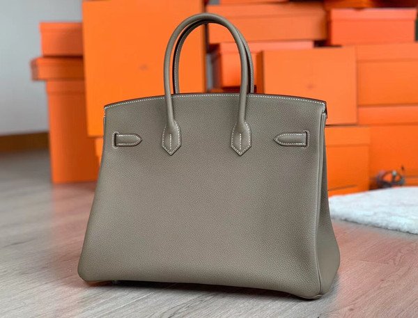 Hermès Etoupe  35 Togo Leather Palladium  Hardware