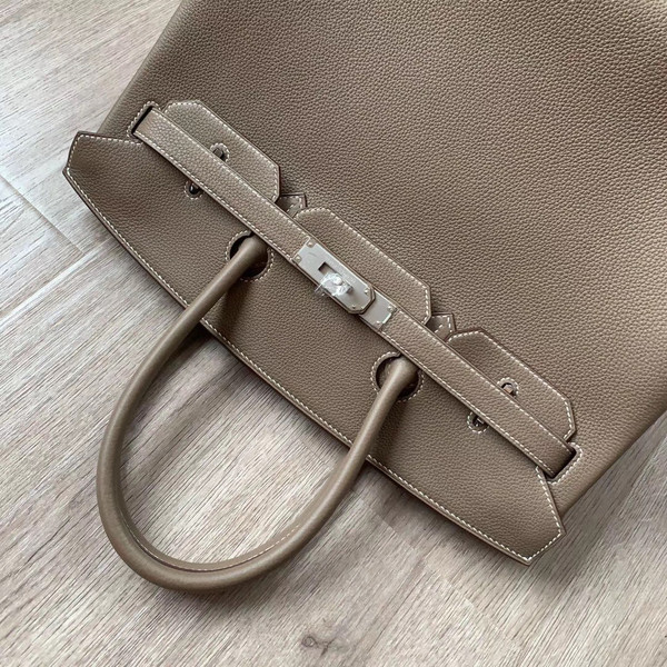 Hermès Etoupe  35 Togo Leather Palladium  Hardware