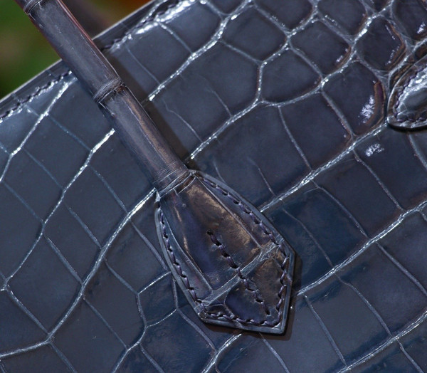 Hermes Bleu Thalassa Birkin 35 in Shiny Porosus Crocodile with Palladium hardware