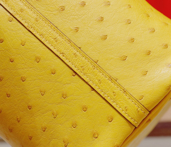 Hermes  Amber Picotin Lock 18 Ostrich Leather Bag