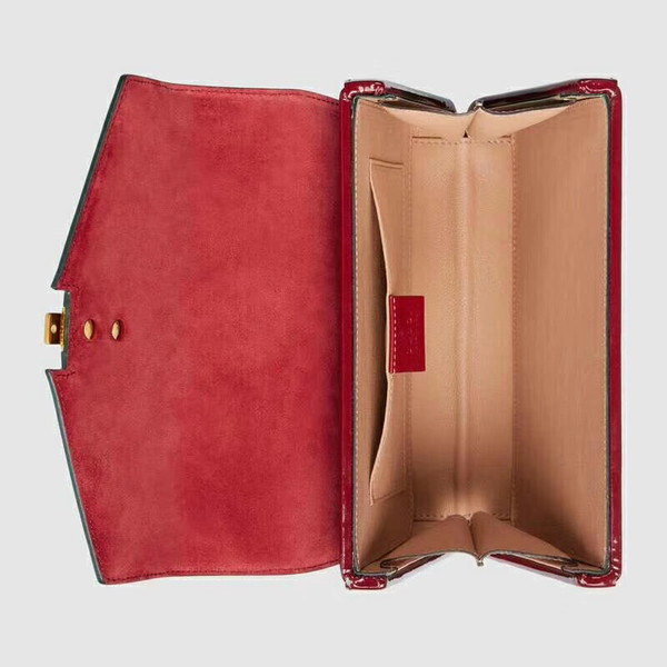 Gucci Sylvie 1969 patent leather mini top handle bag Red