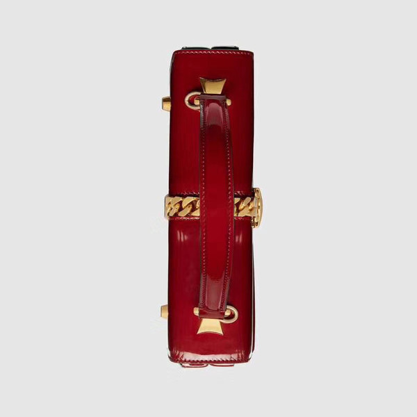 Gucci Sylvie 1969 patent leather mini top handle bag Red
