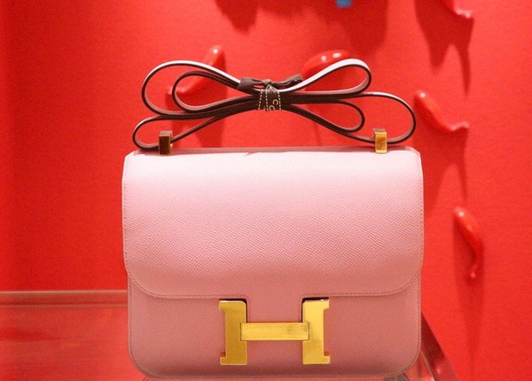 Hermes 1Q Rose Confetti  Constance 24 Epsom bag with Gold Hardwares