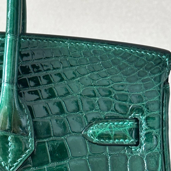Hermes VERT FORET Birkin Bag 25cm Niloticus Crocodile Gold Hardware