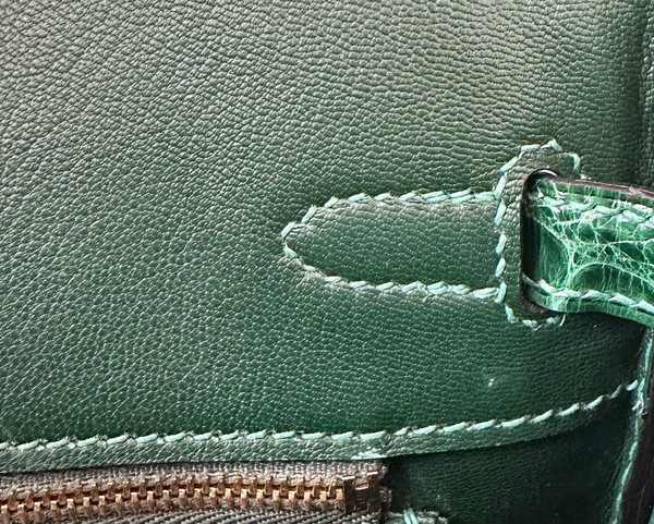 Hermes VERT FORET Birkin Bag 25cm Niloticus Crocodile Gold Hardware