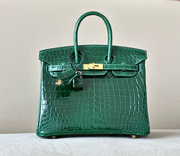 Hermes VERT FORET Birkin Bag 25cm Niloticus Crocodile Gold Hardware