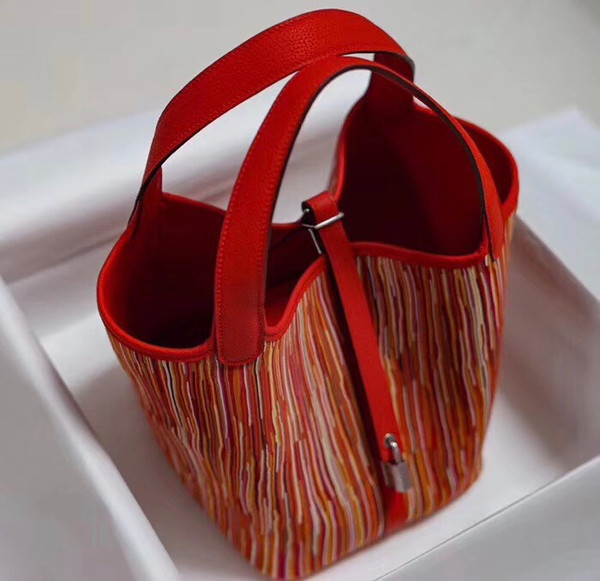Hermes Red Vibrato Picotin Lock 18 Togo Leather Bag