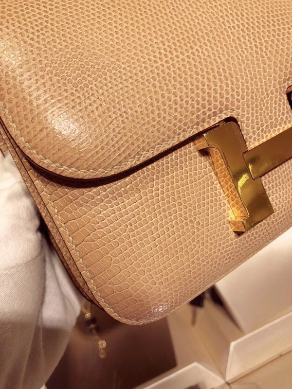 Hermes Apricot  Constance 18 mini  Lizard bag