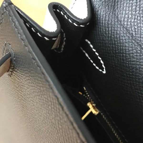 Hermes Special Order Black/ Craie Kelly 25 cm Epsom Gold Hardware