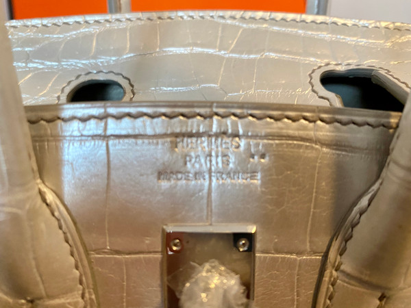 Hermes Rare Silver Birkin Bag 25cm Niloticus Crocodile Palladium Hardware