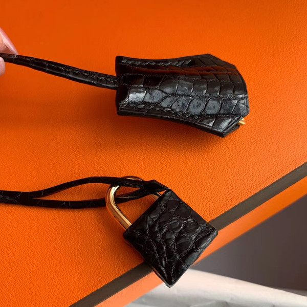 HERMES BIRKIN 30 BAG SHINY BLACK ALLIGATOR GOLD HARDWARE