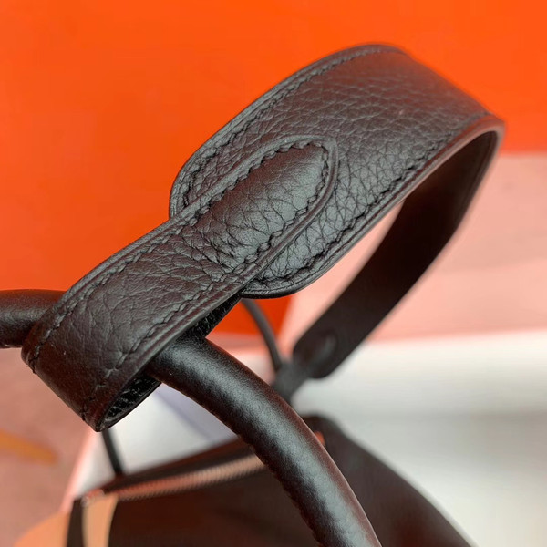 Hermes Lindy Black Taurillon Clemence Leather Palladium Hardware