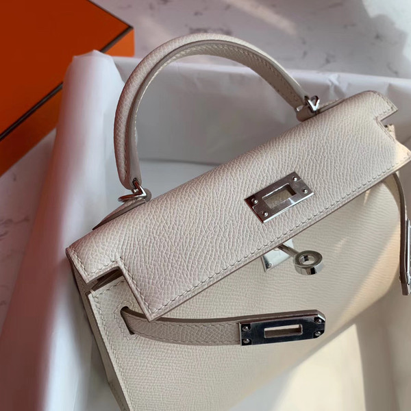 Hermès Craie Kelly Mini II Epsom Palladium Hardware