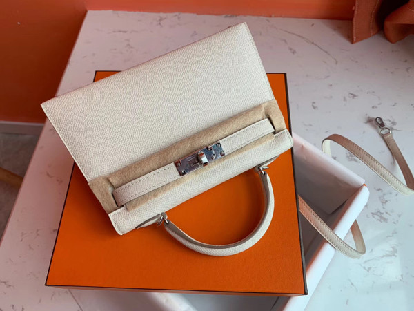 Hermès Craie Kelly Mini II Epsom Palladium Hardware