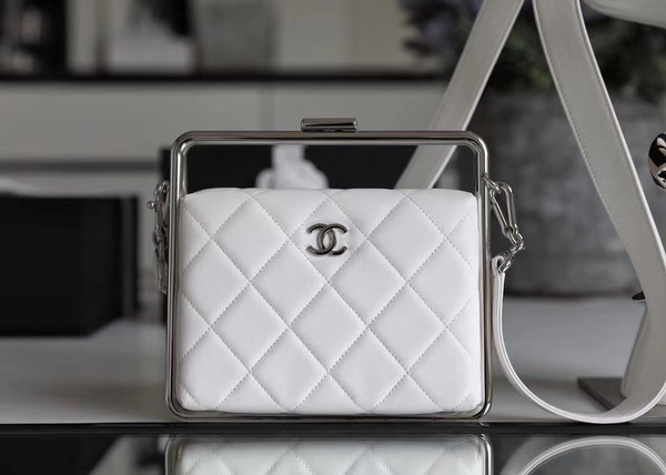 Chanel Lambskin White Clutch