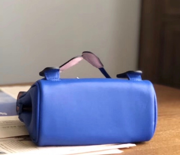 Hermes Quelle Idole Kelly Doll Bag Blue/Pink Swift Palladium Hardware