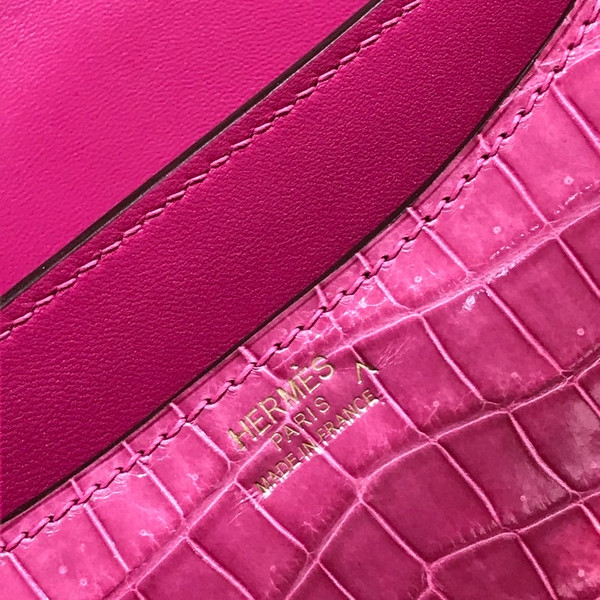 Hermes  T5 Rose Jaipur Constance 18 Crocodile Porosus