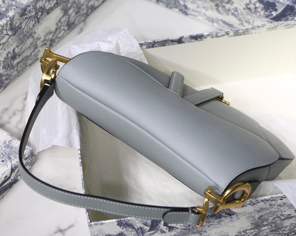 Christian Dior GRAY STONE SADDLE MATTE CALFSKIN BAG