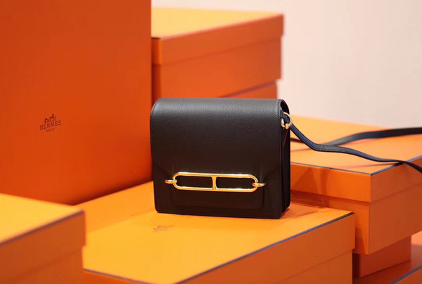 Hermes Black Evercolor Calfskin Mini Roulis Bag