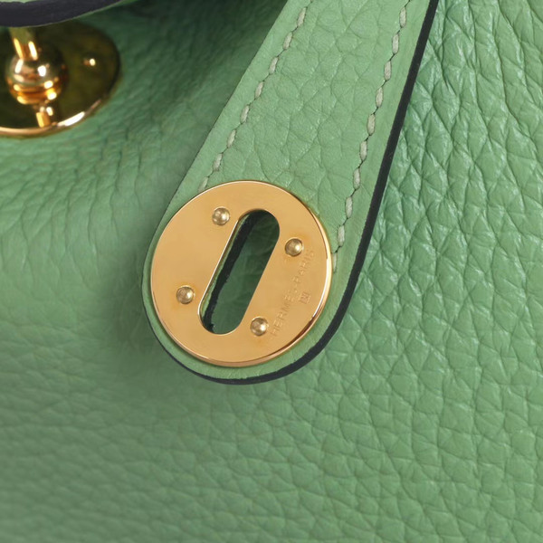 Hermes Mini Lindy 20cm Bag 3I Vert Criquet Togo Leather Gold Hardware
