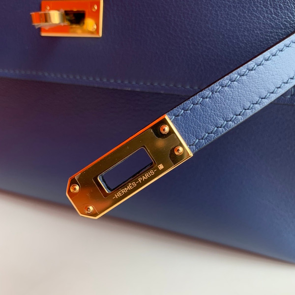 Hermès  7E BLUE BRIGHTON Kelly Mini Swift Gold Hardware