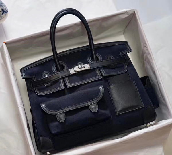 Hermes Limited Edition Cargo Birkin 35 cm Blue Swift and canvas
