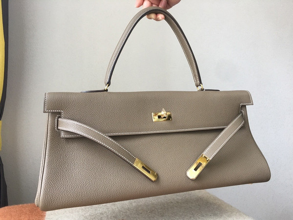 HERMÈS  Shoulder Kelly CK18 Gris tourterelle