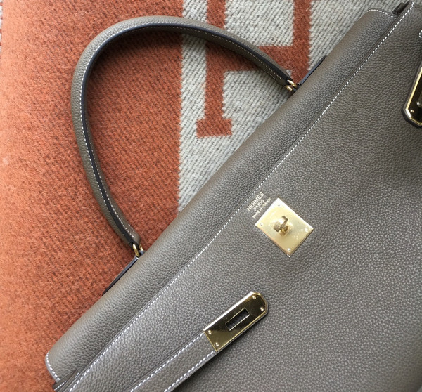 HERMÈS  Shoulder Kelly CK18 Gris tourterelle