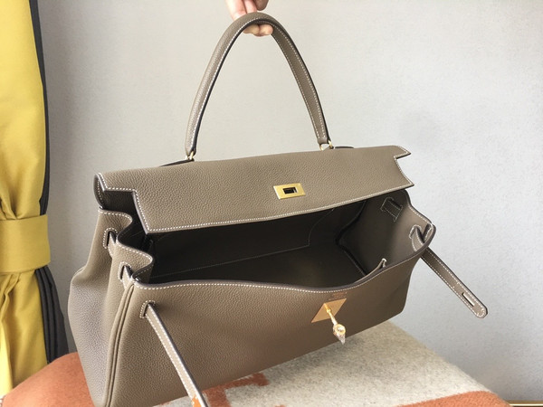 HERMÈS  Shoulder Kelly CK18 Gris tourterelle