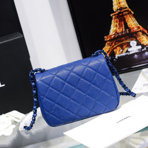 Chanel Flap Bag With Lacquered Metal Dark Blue