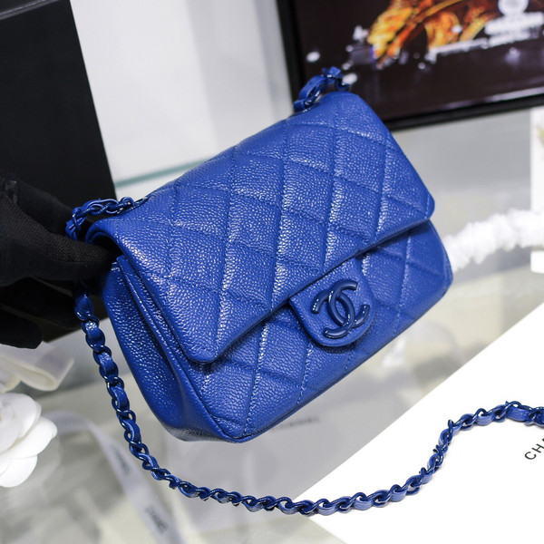Chanel Flap Bag With Lacquered Metal Dark Blue