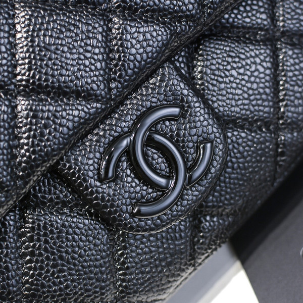 Chanel Flap Bag With Lacquered Metal Black