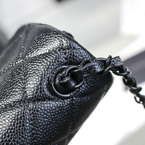 Chanel Flap Bag With Lacquered Metal Black
