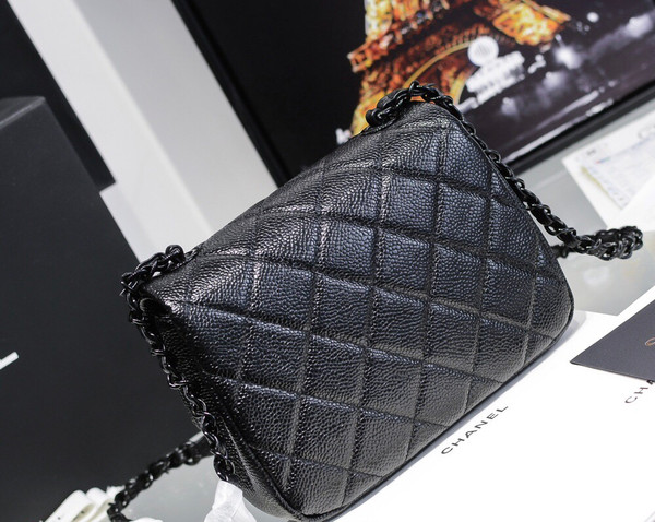 Chanel Flap Bag With Lacquered Metal Black
