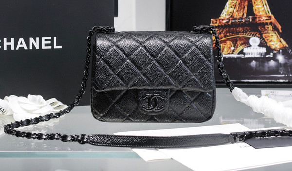 Chanel Flap Bag With Lacquered Metal Black