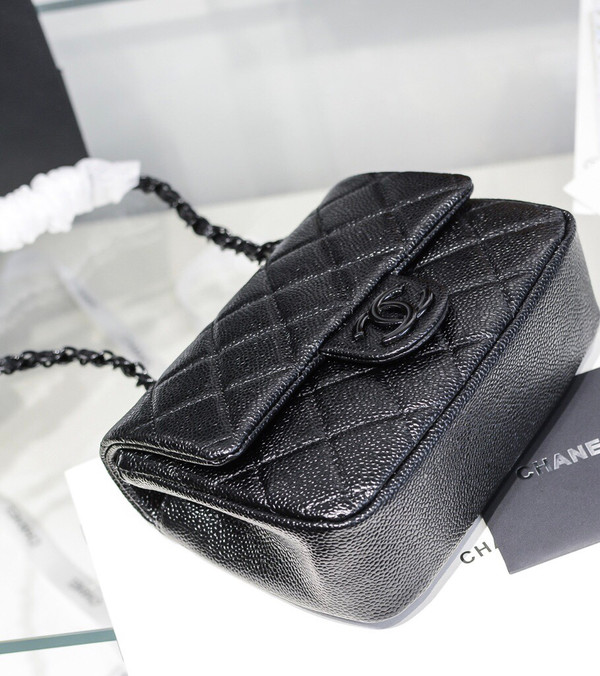 Chanel Flap Bag With Lacquered Metal Black