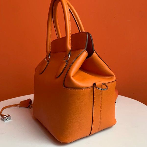 Hermes 20cm Toolbox Bag Orange Swift Calf Leather