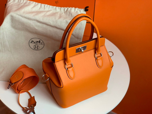 Hermes 20cm Toolbox Bag Orange Swift Calf Leather
