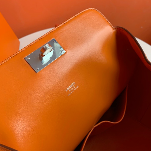 Hermes 20cm Toolbox Bag Orange Swift Calf Leather